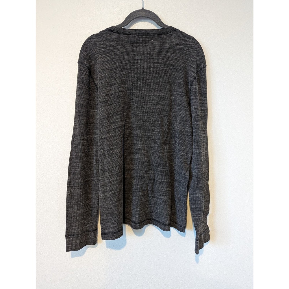 Men's Hollister Henley Long Sleeve Tshirt Heather Grey - Picture 2 of 4